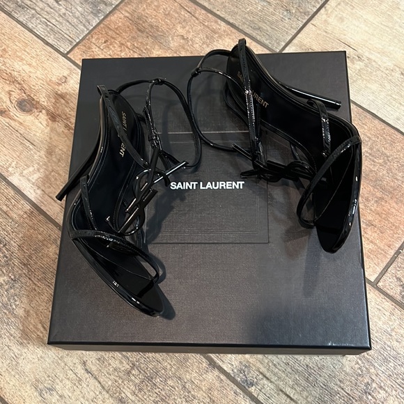 Saint Laurent Cassandra 110 Black Patent Leather Sandal size 39 - Picture 2 of 11